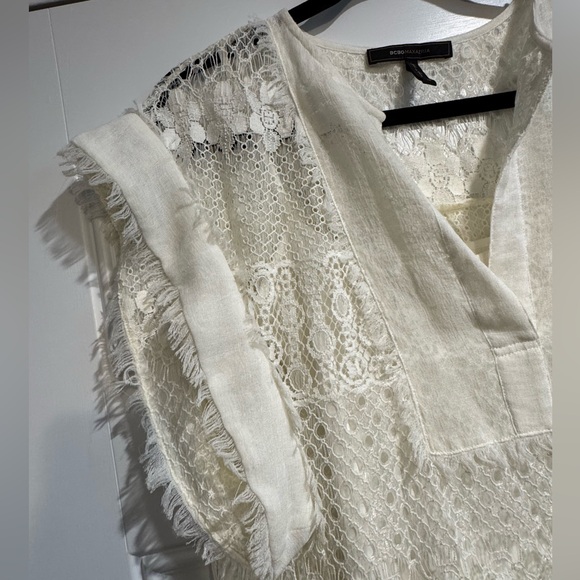 BCBG‎ Max Azria size xs cream white dress extra small lace boho Y2K whimsical - Picture 4 of 4